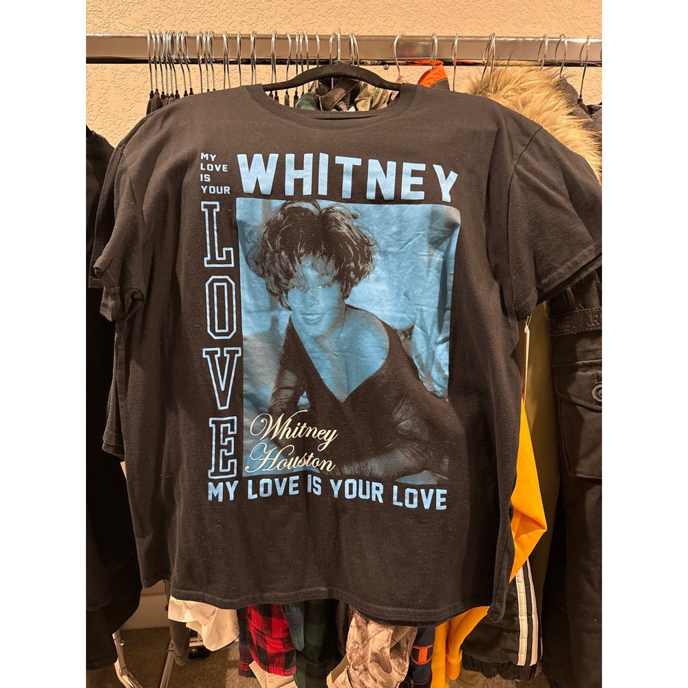 Whitney Houston My Love Is Your‎ Love Graphic T-Shirt Black Blue Womens Large